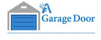 The logo for affordable garage door service shows a blue garage door.
