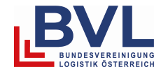 A blue and red logo for bvl bundesvereinigung logistic osterreich