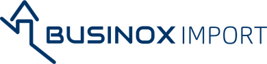 Un logo bleu et blanc pour l'importation de businox