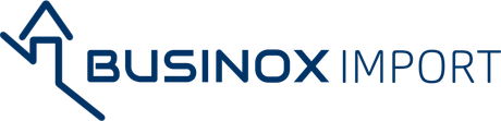Un logo bleu et blanc pour l'importation de businox