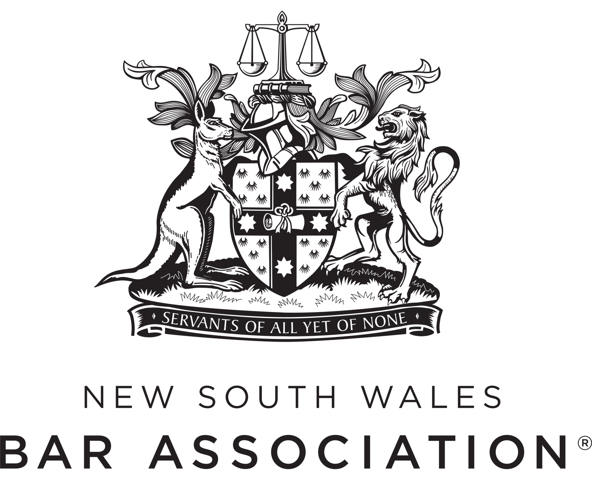 A black and white logo for the new south wales bar association.