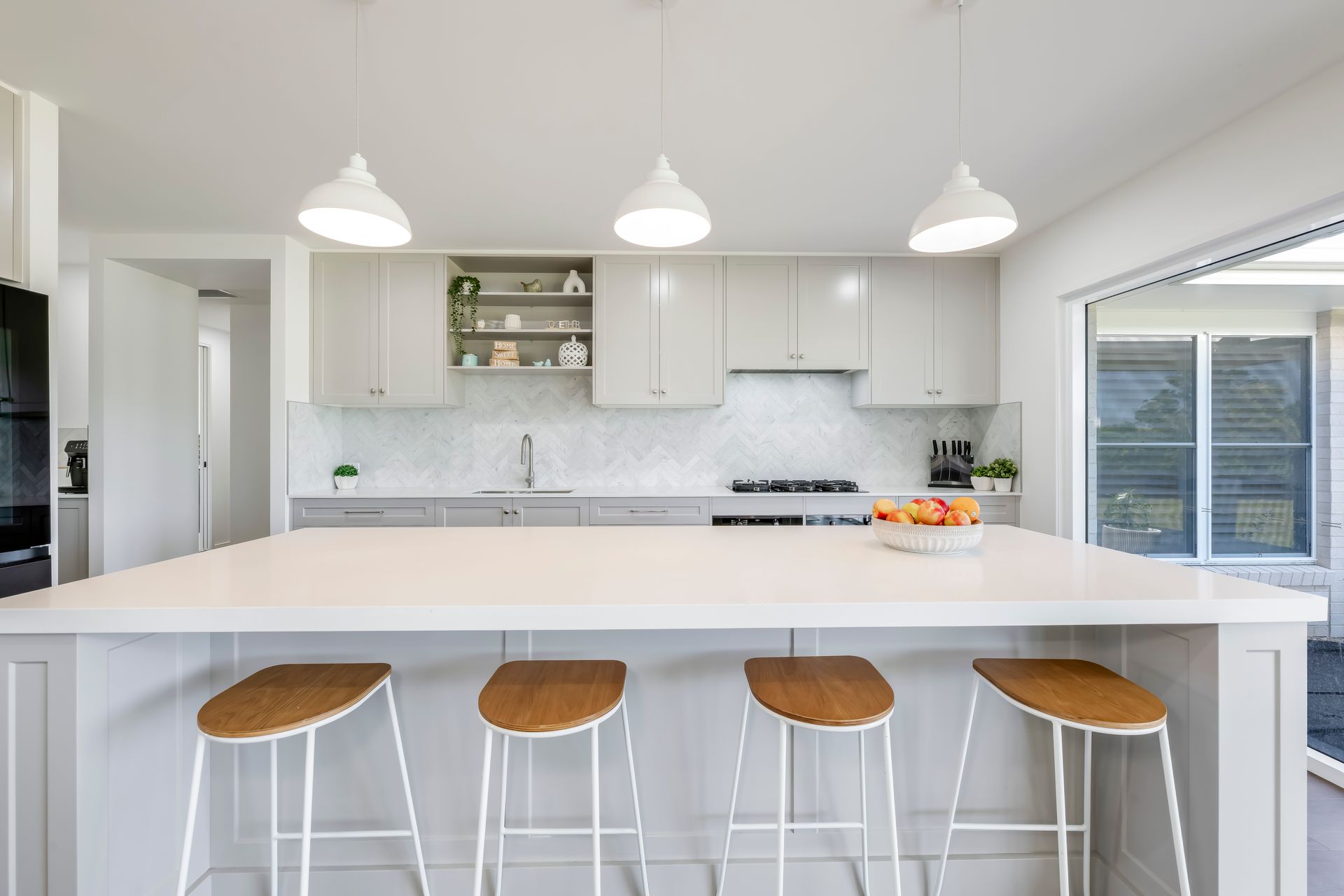 A Bathroom With Two Sinks And A Large Mirror — Master Cabinets Bundaberg in Kensington, QLD