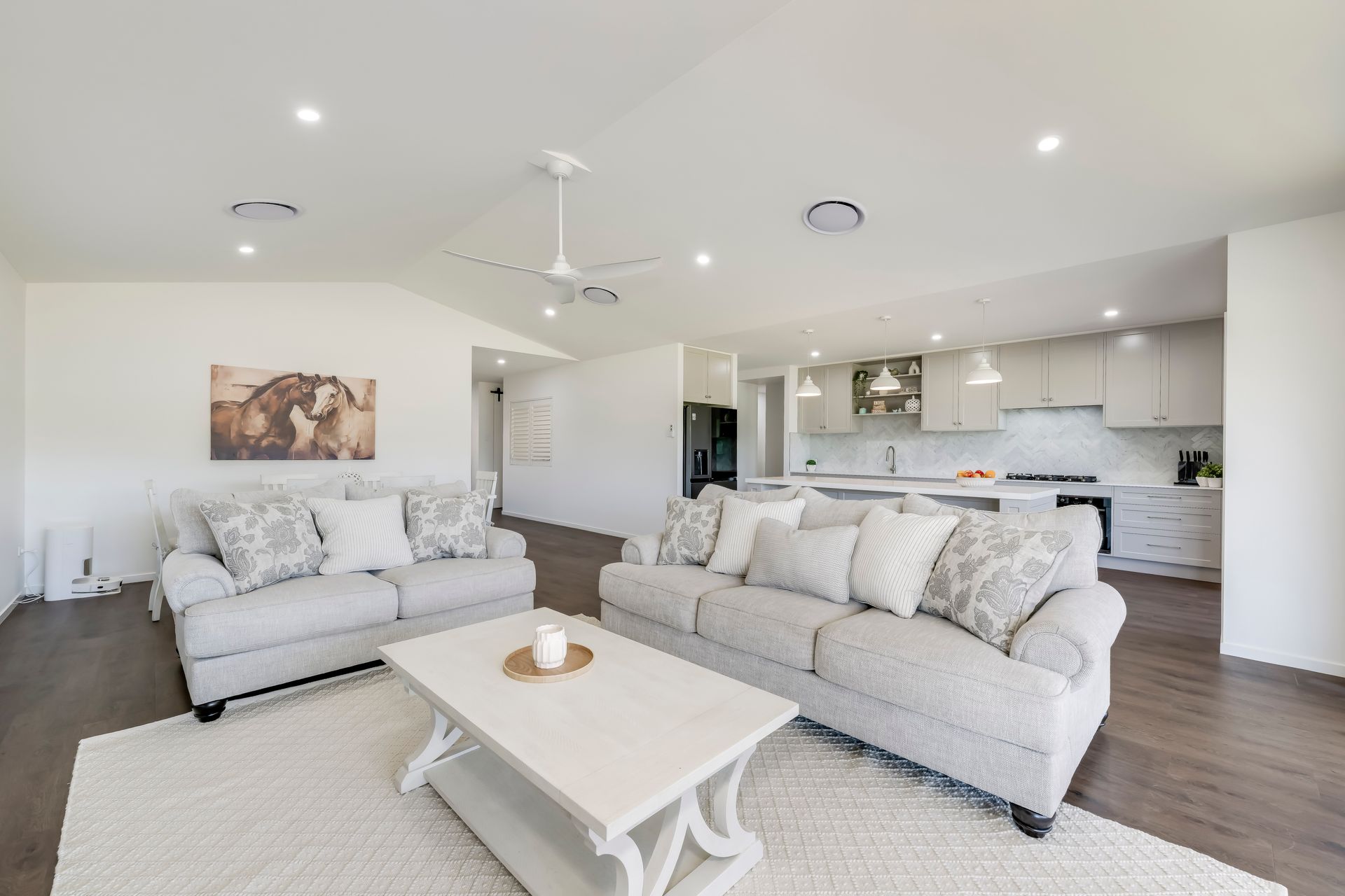 A Bathroom With Two Sinks And A Large Mirror — Master Cabinets Bundaberg in Kensington, QLD