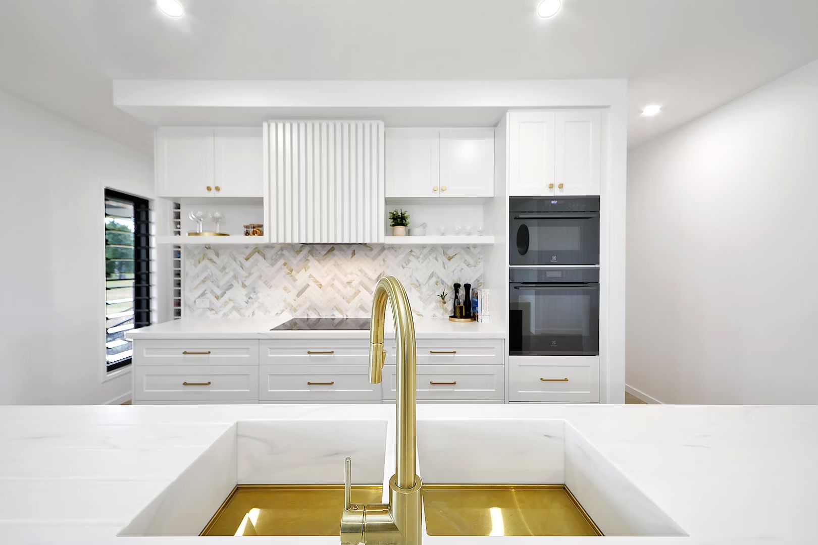 Modern Living Room With Sunken Seating Area — Master Cabinets Bundaberg in Kensington, QLD