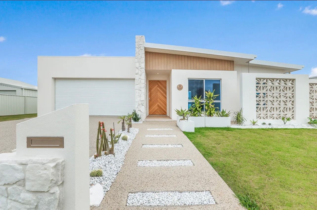 White Modern Kitchen With Island — Master Cabinets Bundaberg in Kensington, QLD