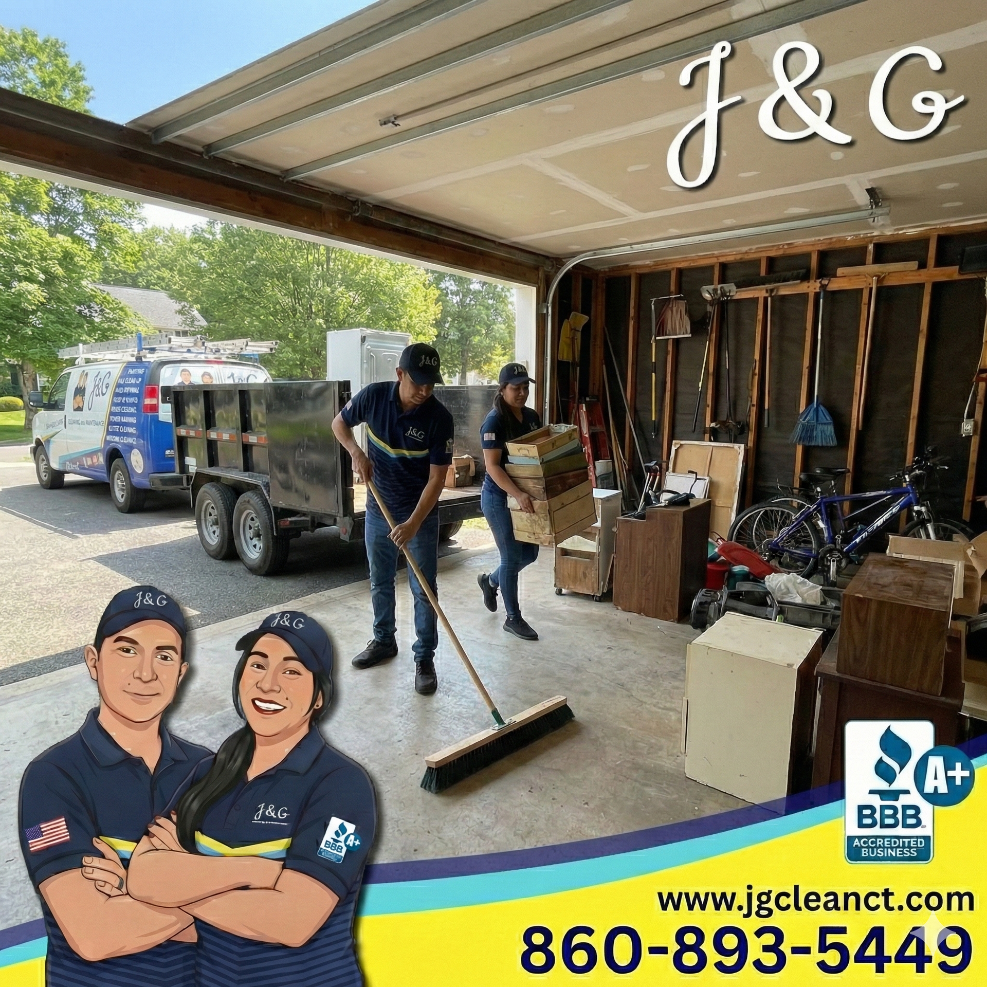 Garage cleanout service in New Britain CT by Jaime and Giselle from J & G Cleaning removing junk and clutter