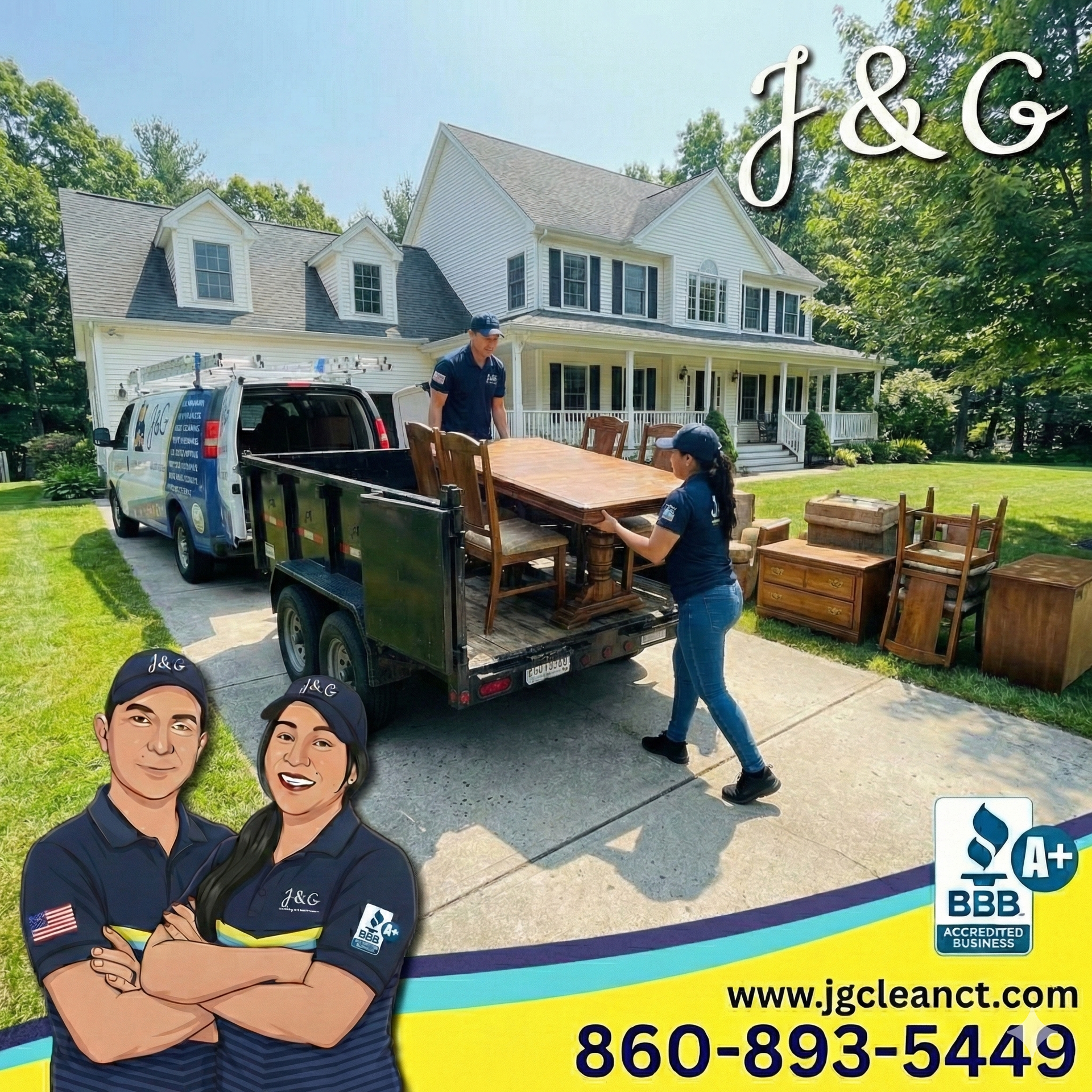 Furniture removal service van loaded after job completion in West Hartford CT by J & G Cleaning