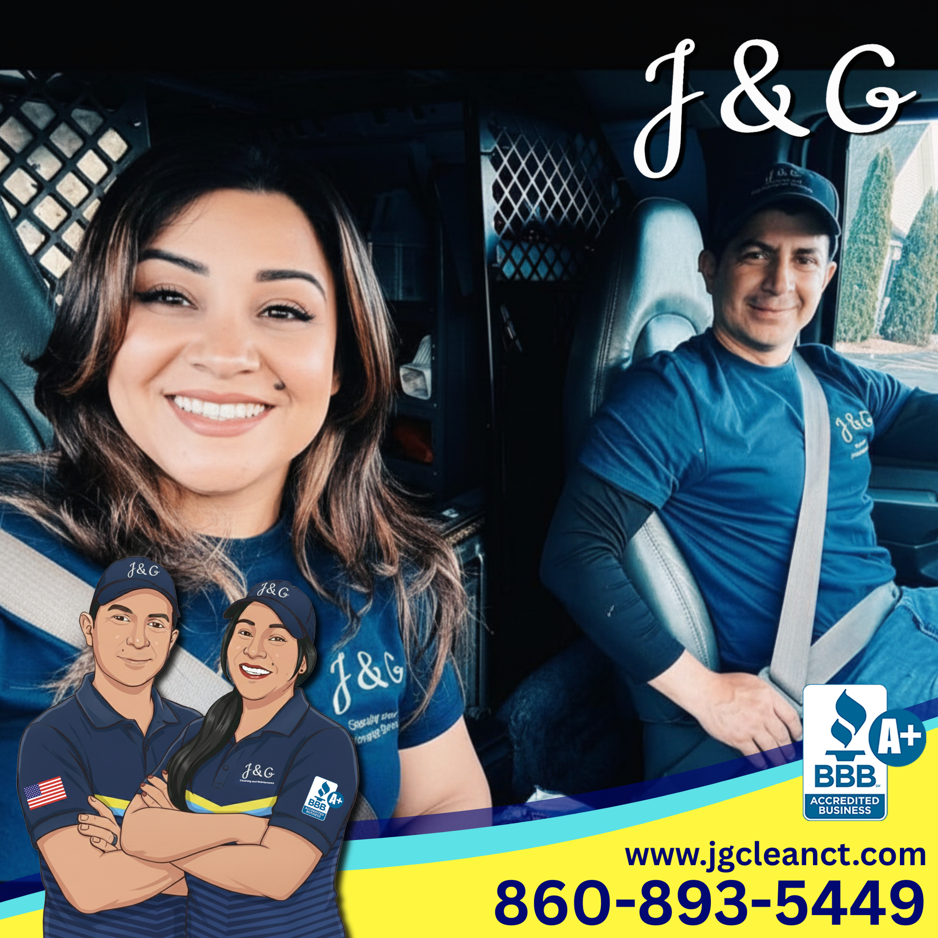 Jaime and Giselle, owners of J & G Cleaning and Maintenance Services LLC in New Britain CT.