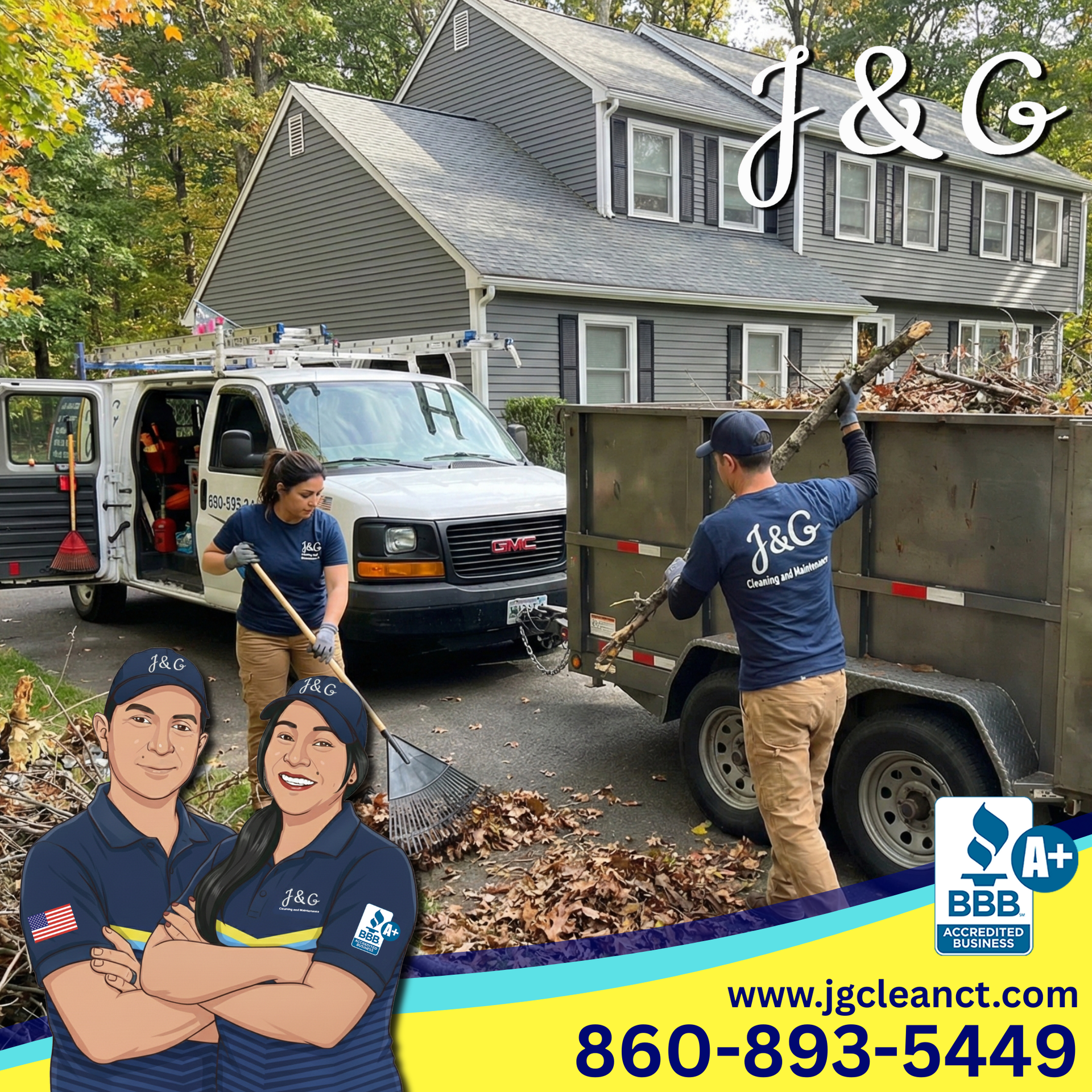 Clean yard after yard waste removal in Southington CT by J & G Cleaning and Maintenance Services LLC