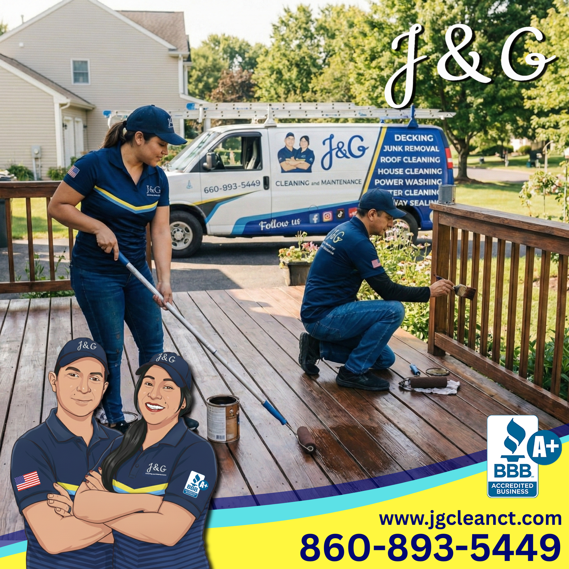 Before and after deck restoration in New Britain CT by J & G Cleaning and Maintenance Services