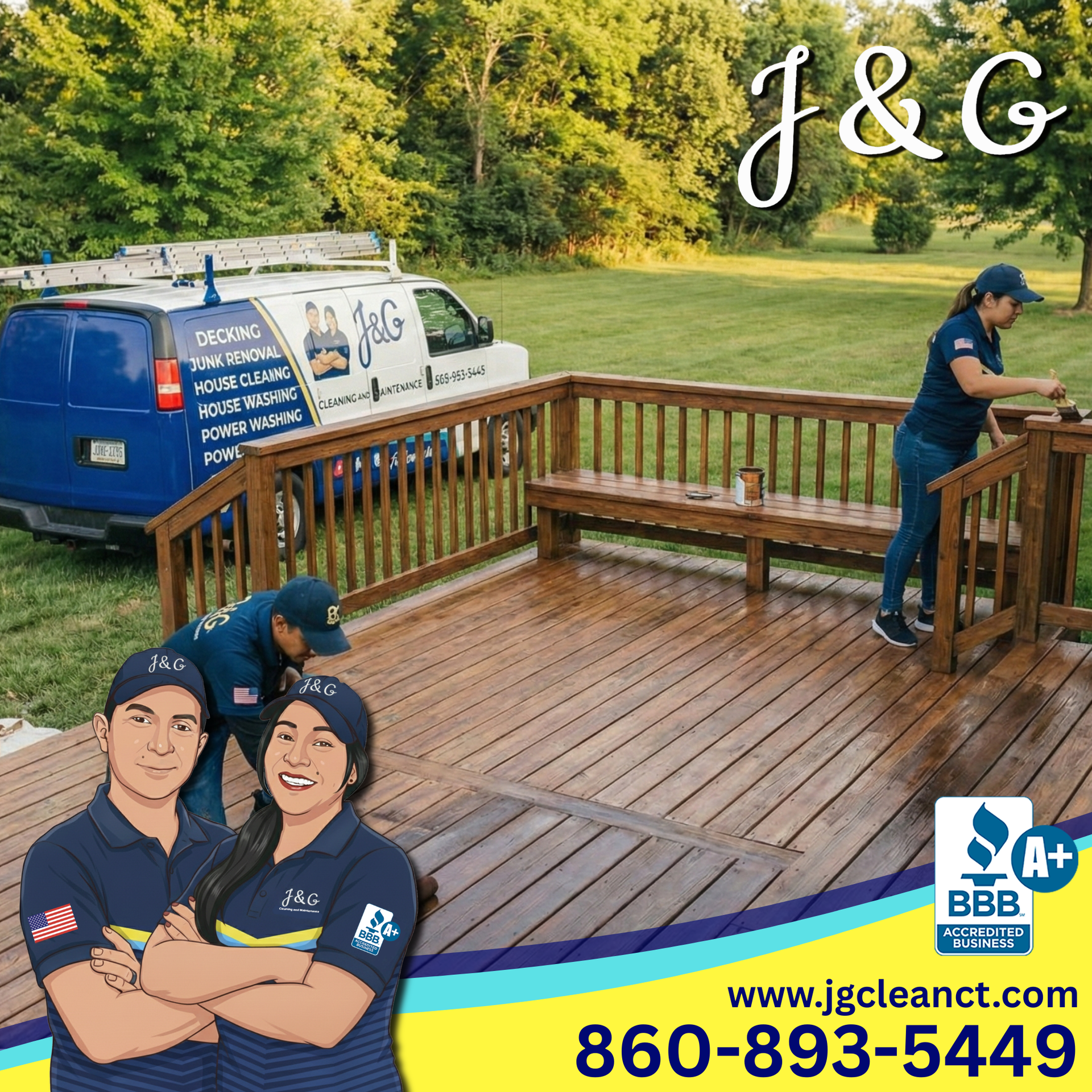 Deck cleaning and sealing before and after results in Bristol Connecticut