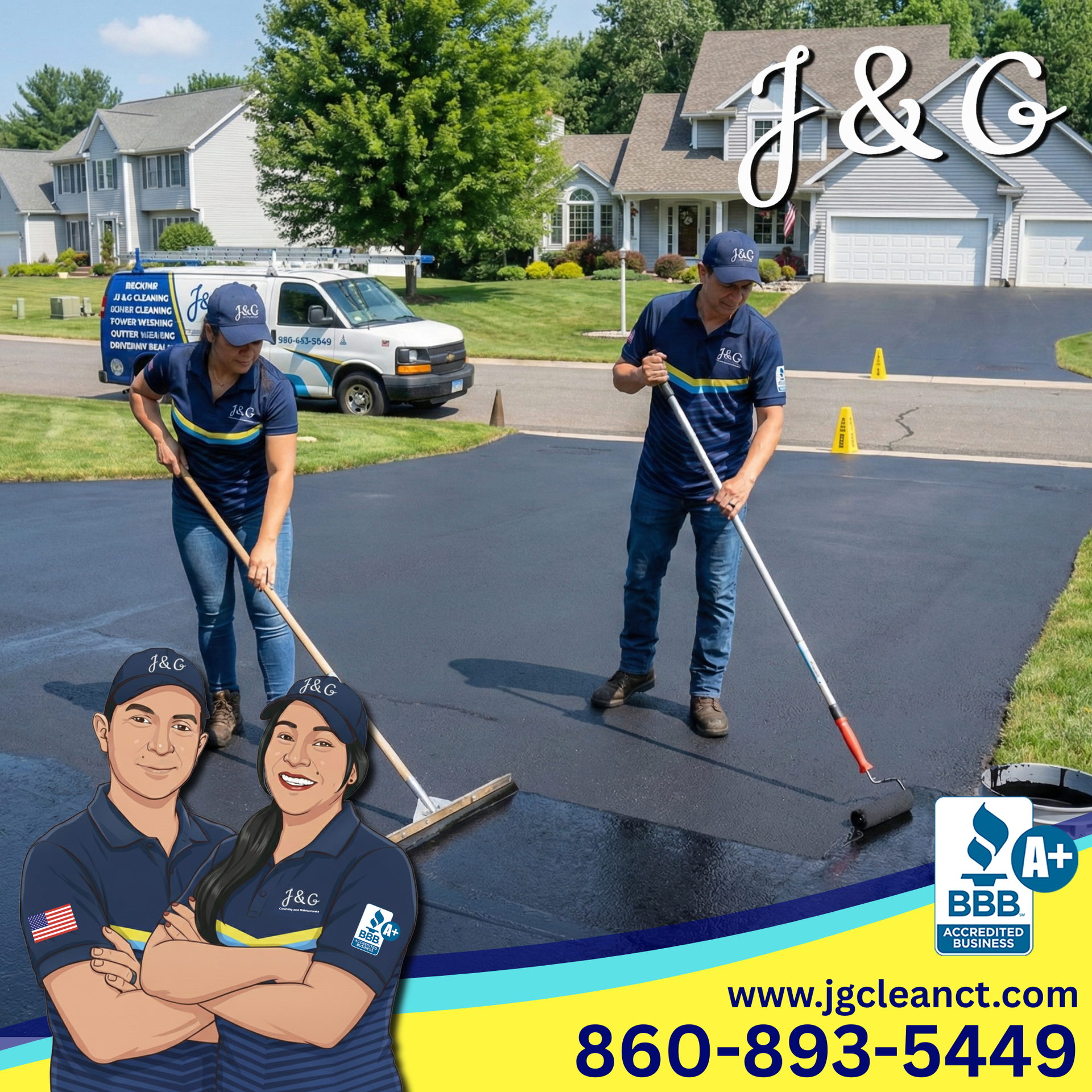 Asphalt sealcoating service in Avon CT applied evenly by experienced professionals
