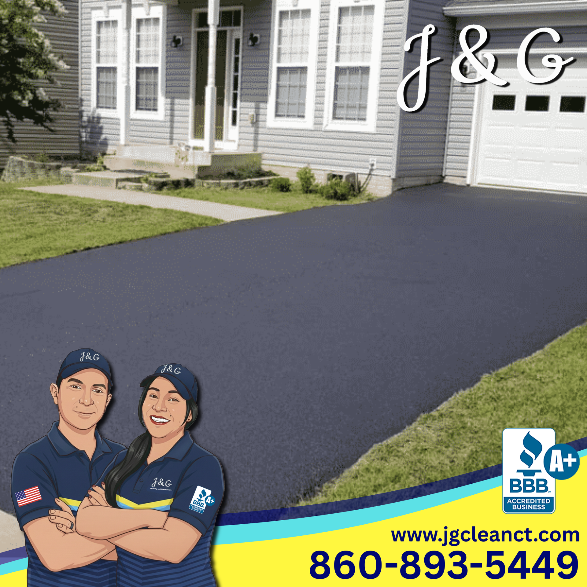 Freshly sealed asphalt driveway in Southington CT with smooth, black finish