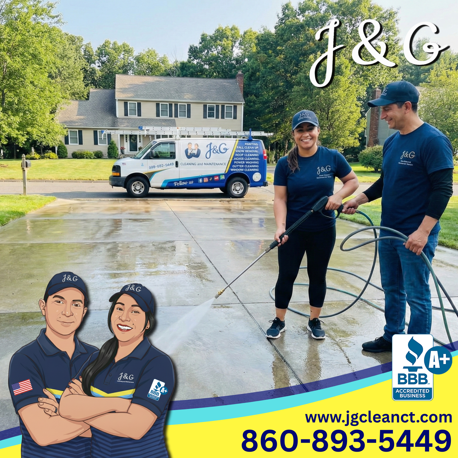 Driveway power washing service in New Britain CT removing oil stains, dirt, and surface grime