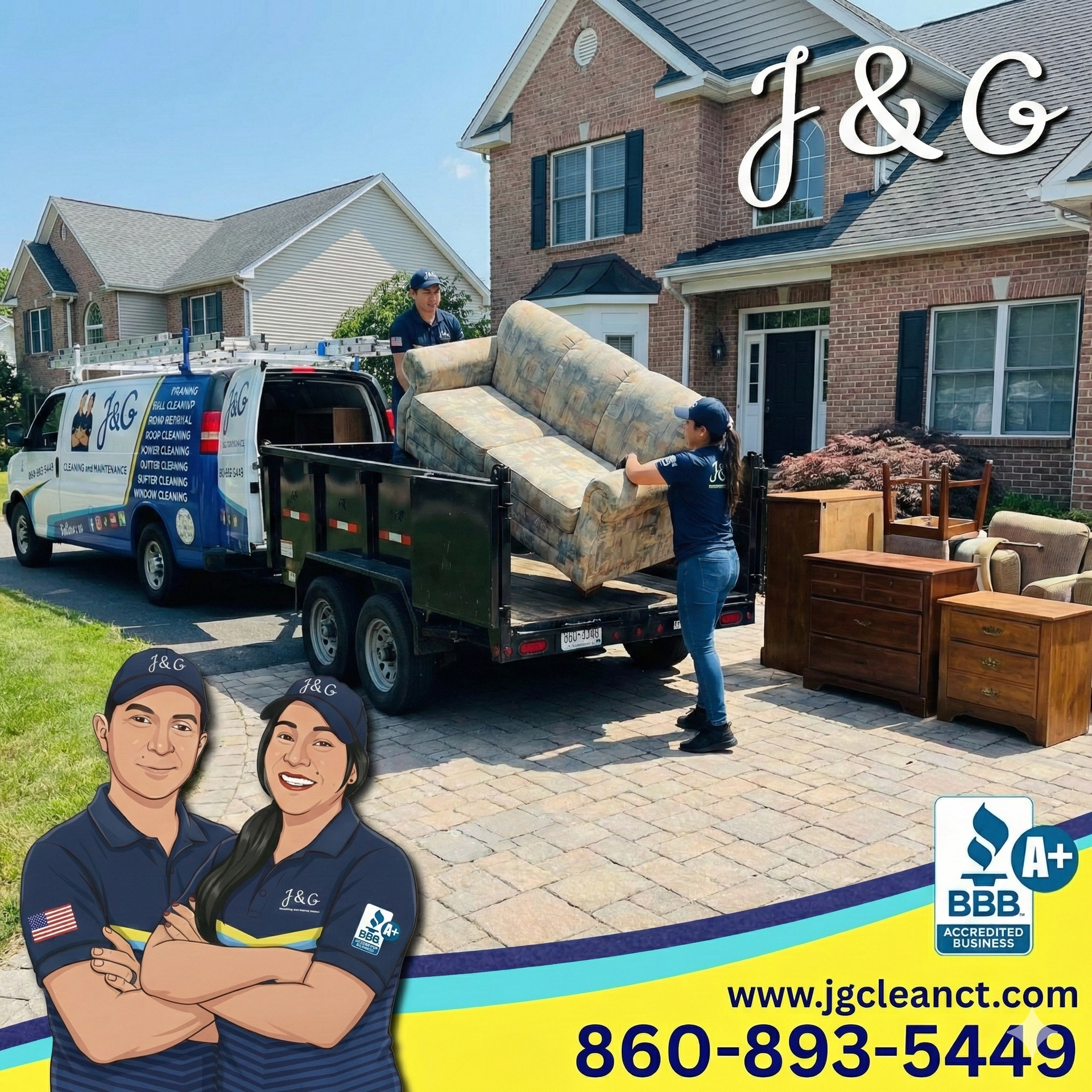 Furniture removal for apartment cleanout in Southington CT by J & G Cleaning and Maintenance Services LLC