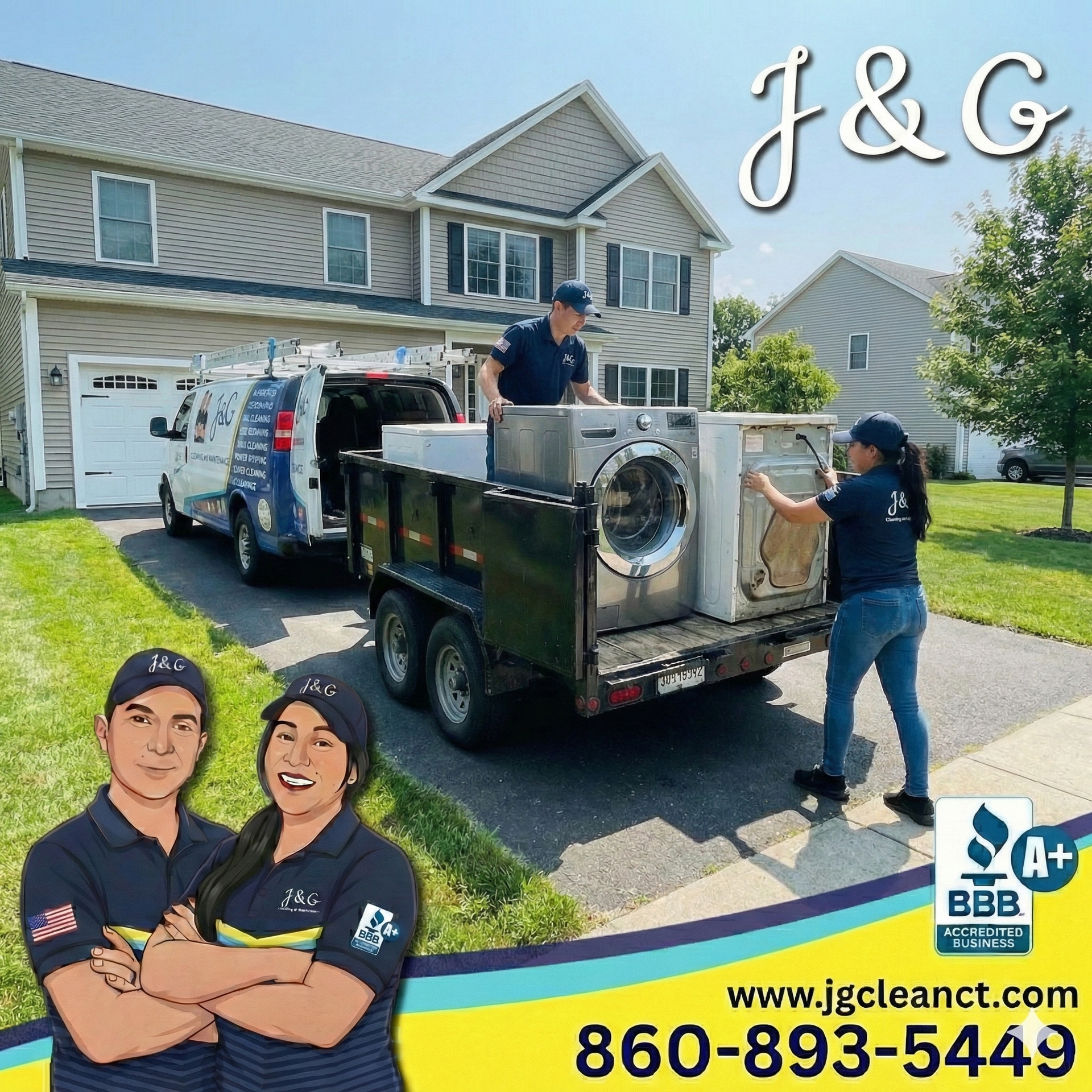 Appliance removal in New Britain CT by Jaime and Giselle from J & G Cleaning removing a refrigerator safely from a home