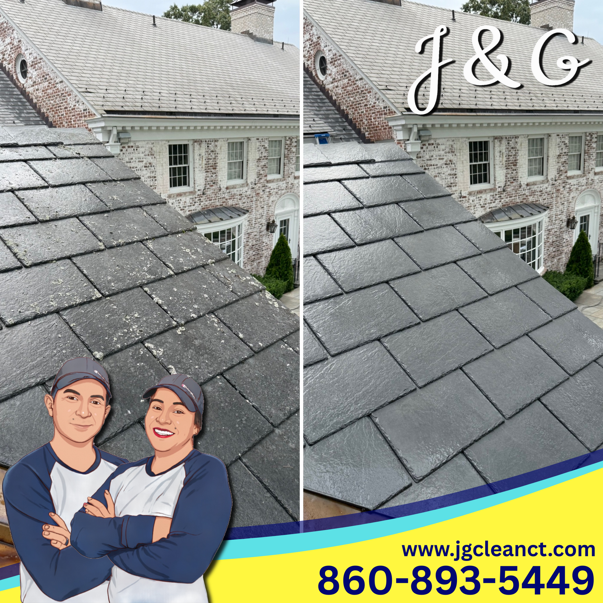 After roof cleaning results in Farmington CT home by J & G Cleaning