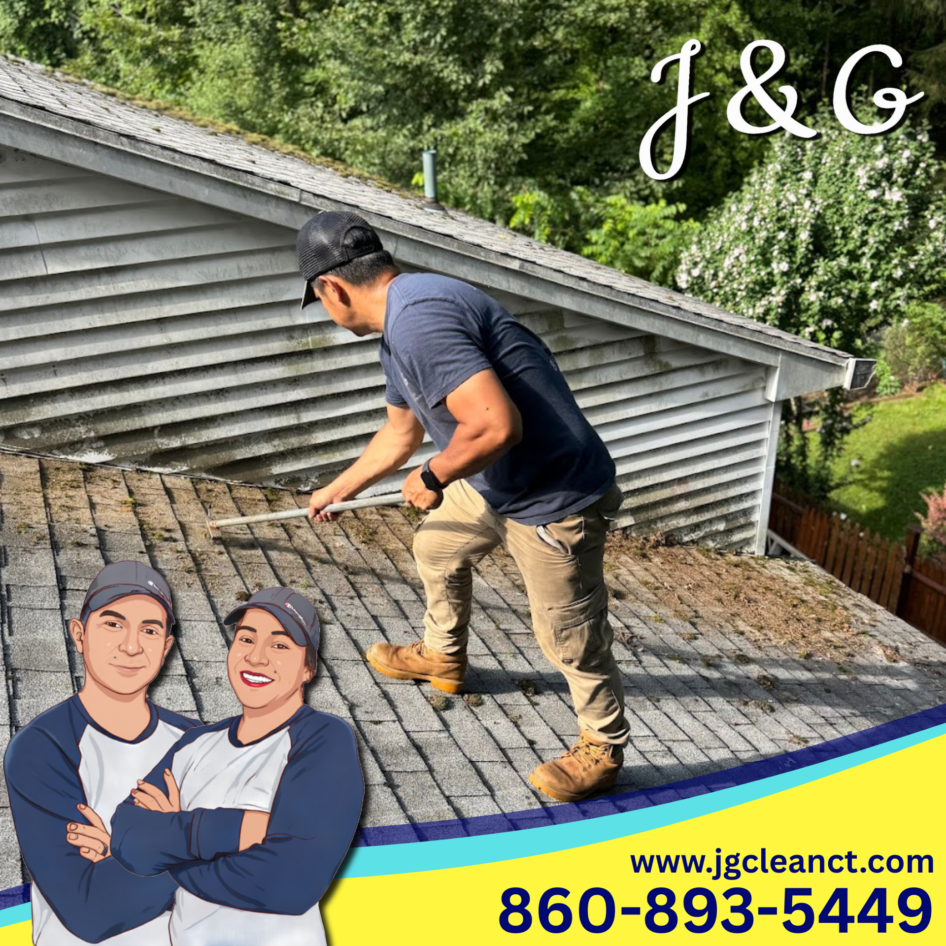 Roof edge and gutter line cleaning in Plainville Connecticut by J & G Cleaning Services