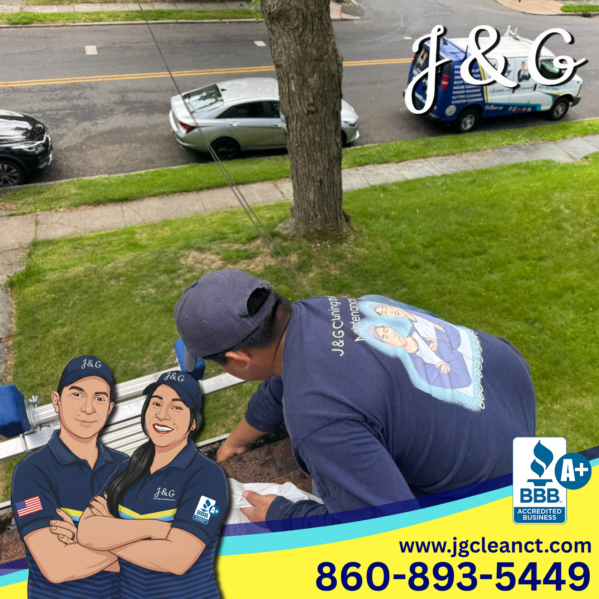 Residential gutter maintenance service in Plainville CT removing seasonal debris