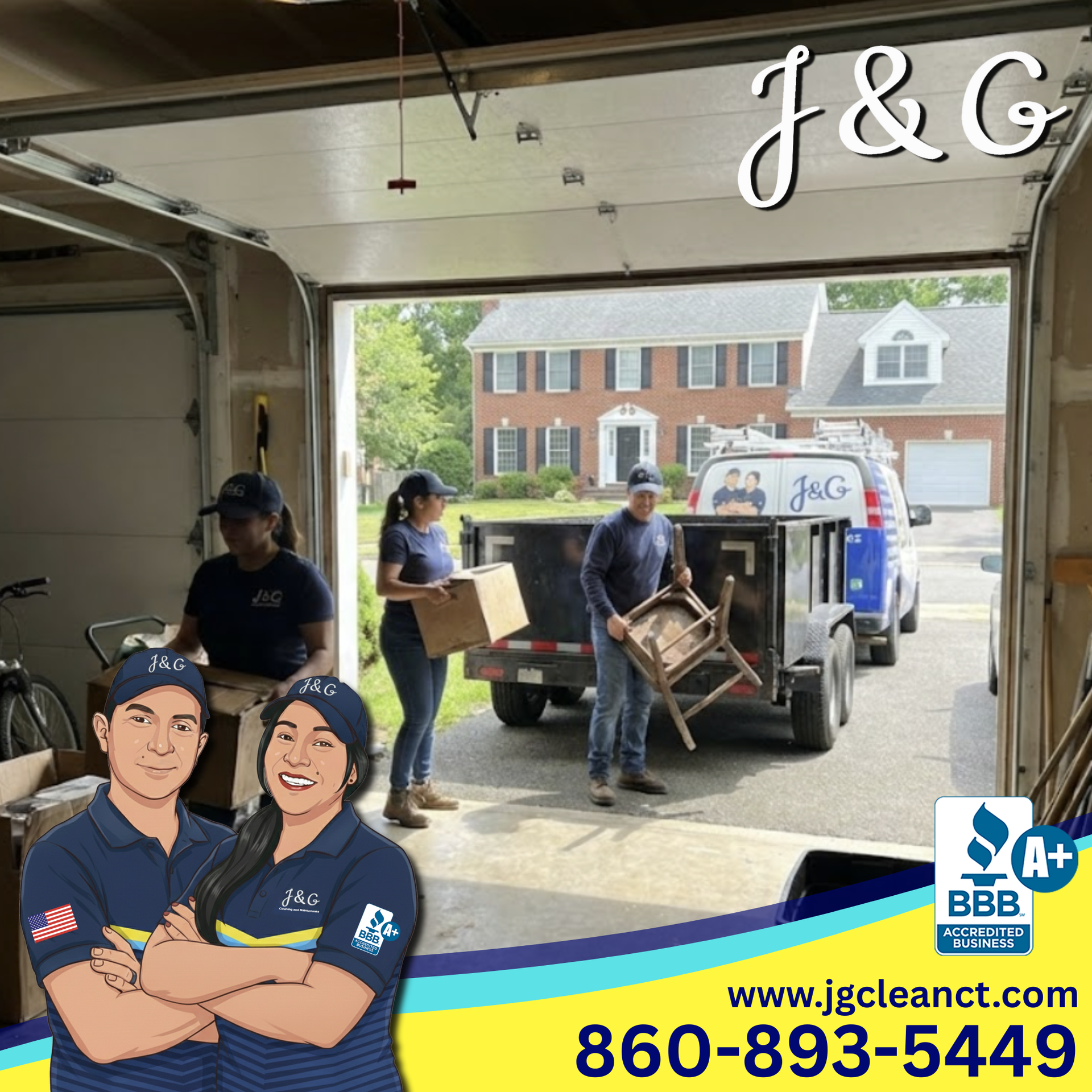 Finished garage cleanout with organized space in Southington CT by J & G Cleaning and Maintenance Services LLC