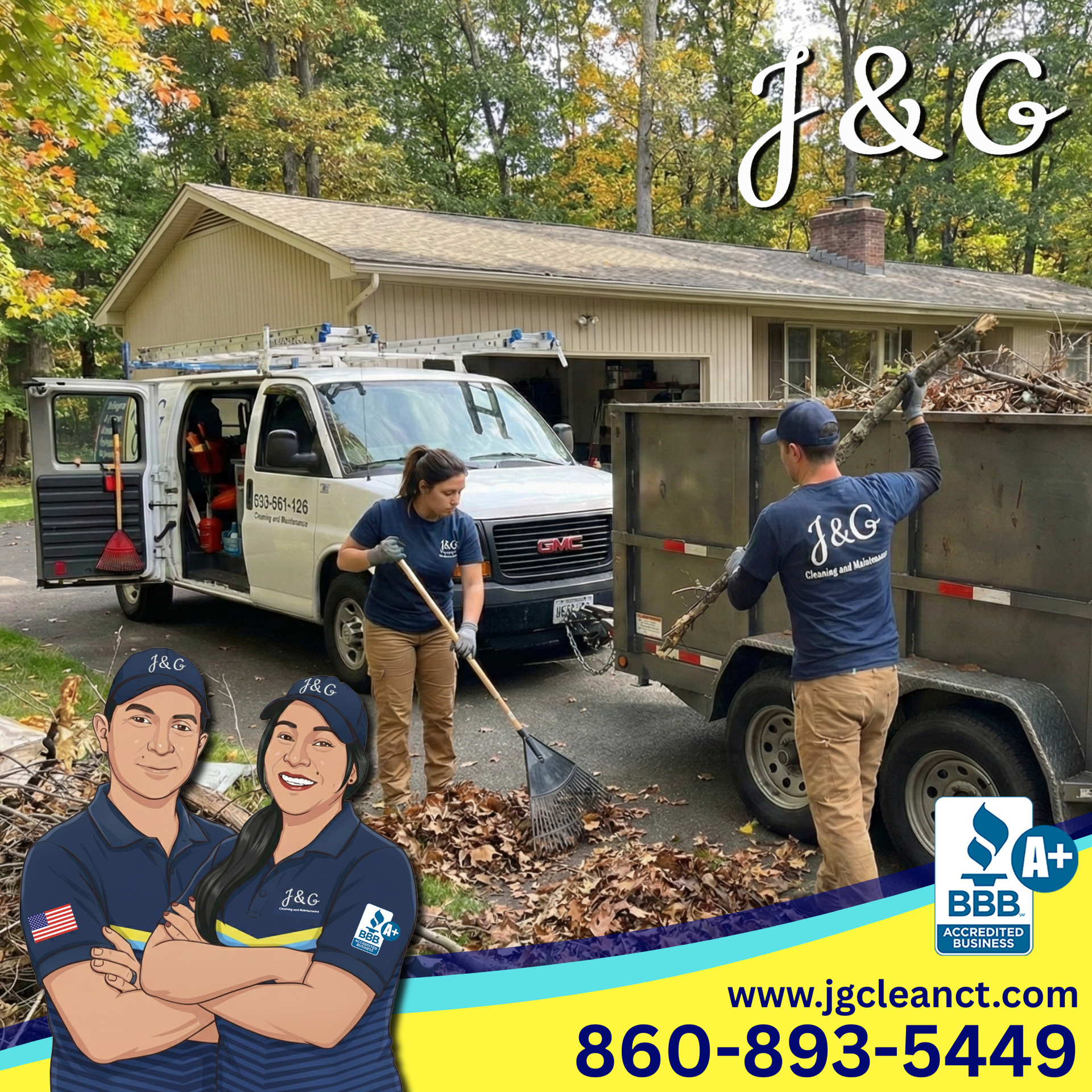 Yard waste removal service van loaded after job completion in West Hartford CT by J & G Cleaning