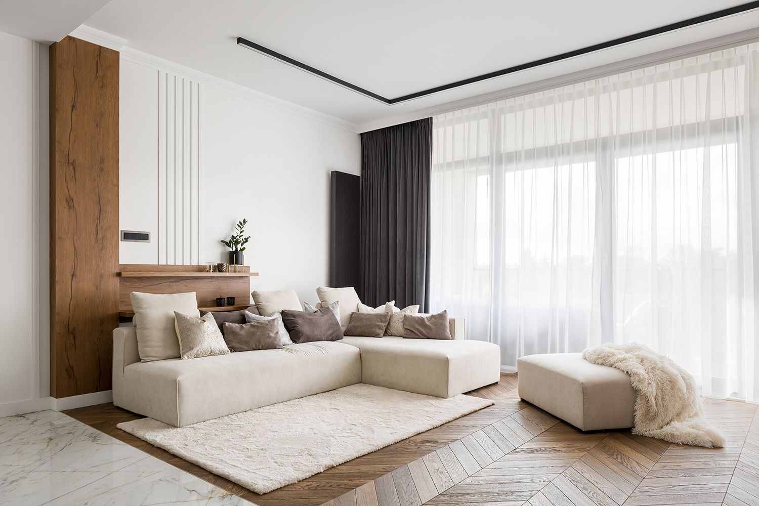 Living Room with Couch and Large Windows