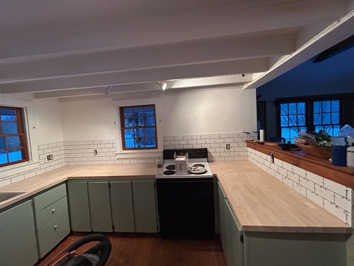 Kitchen with Green Cabinets