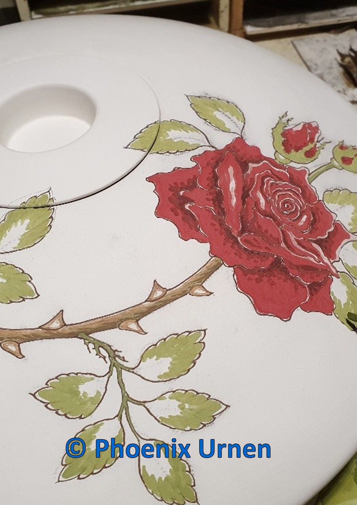 schilderproces urnschaal Rozentak