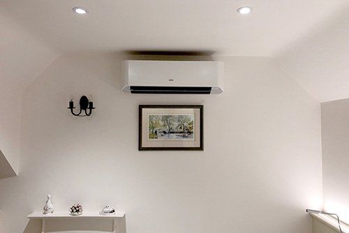 Home Air Conditioning Unit Mounted High on Wall