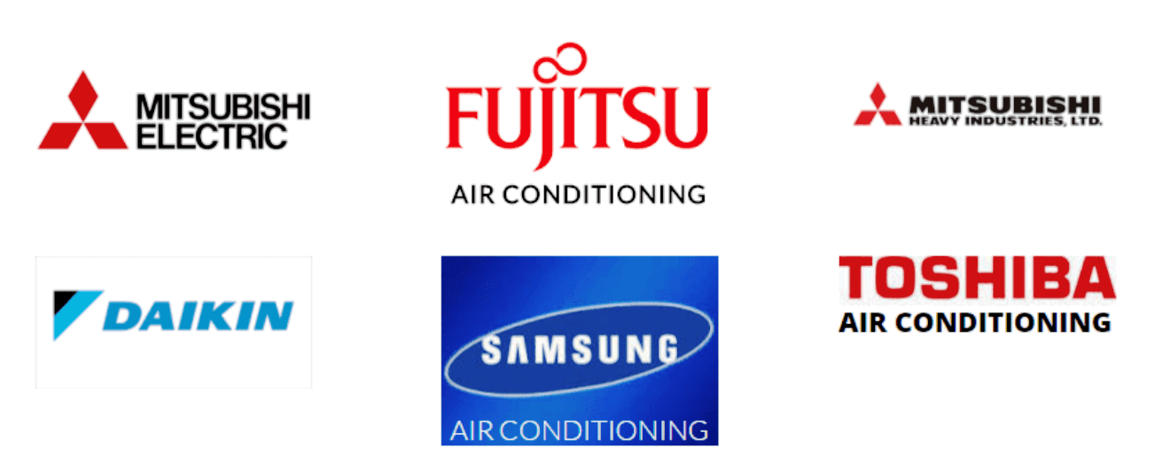Mitsubishi Electric Logo Fujitsu Air Conditioning Logo Daikin Logo Samsung Air Conitioning Logo Toshiba Air Conditioning Logo Mitsubishi Heavy Industries Ltd Logo