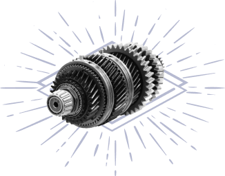 Gear assembly, a mechanical component, in a decorative burst. | Do Good Automotive