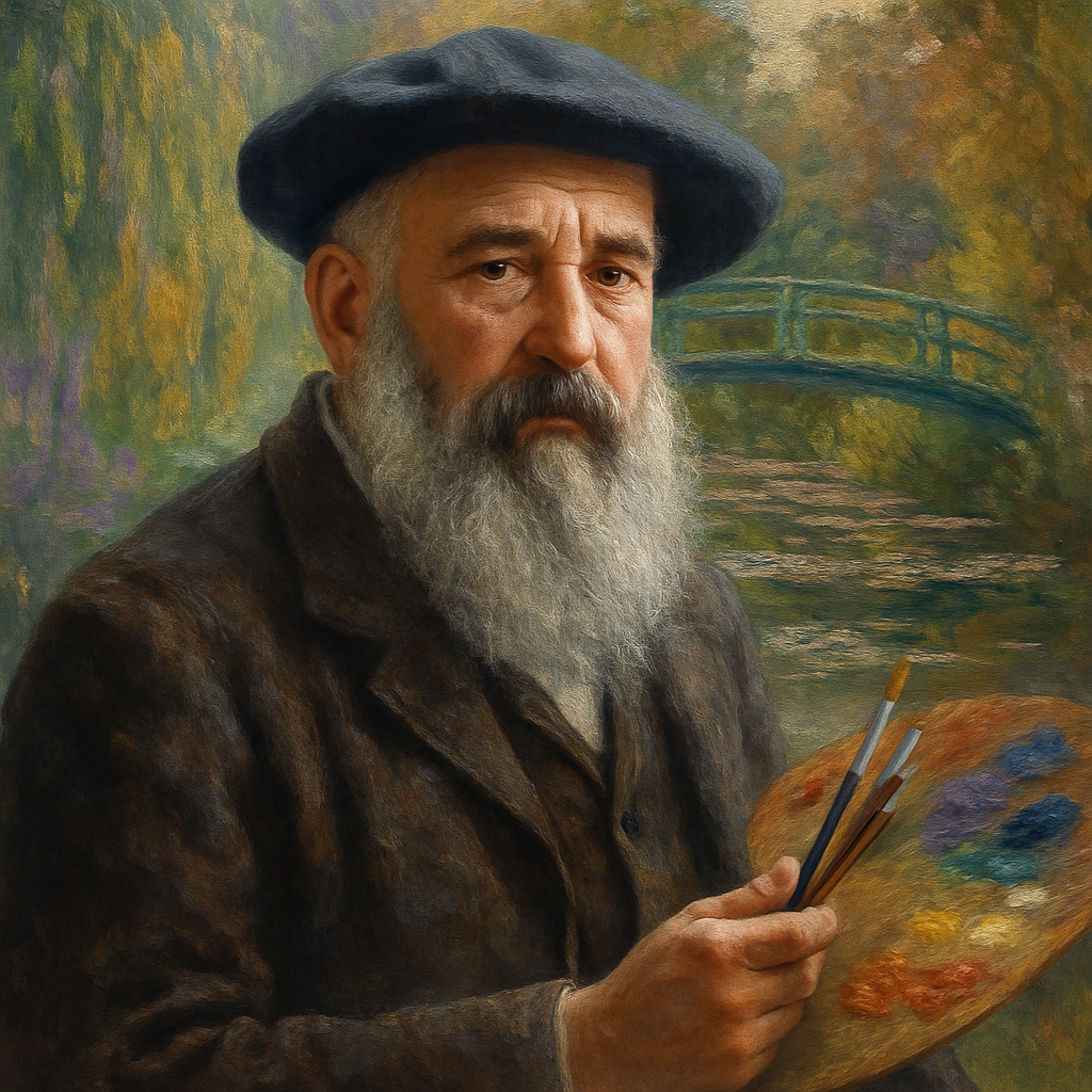Una pintura de un hombre con barba sosteniendo una pluma y un pergamino.