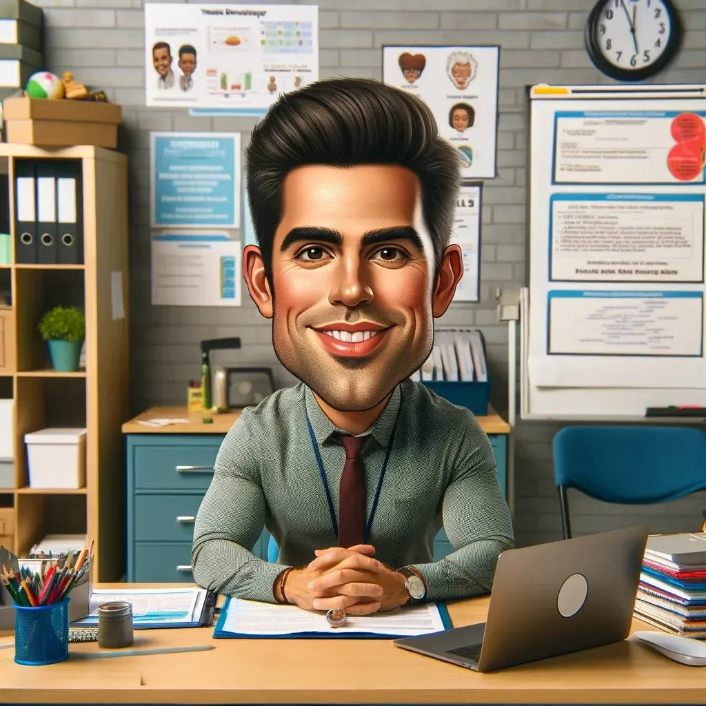 A man in a suit and tie is sitting at a desk with his arms crossed.