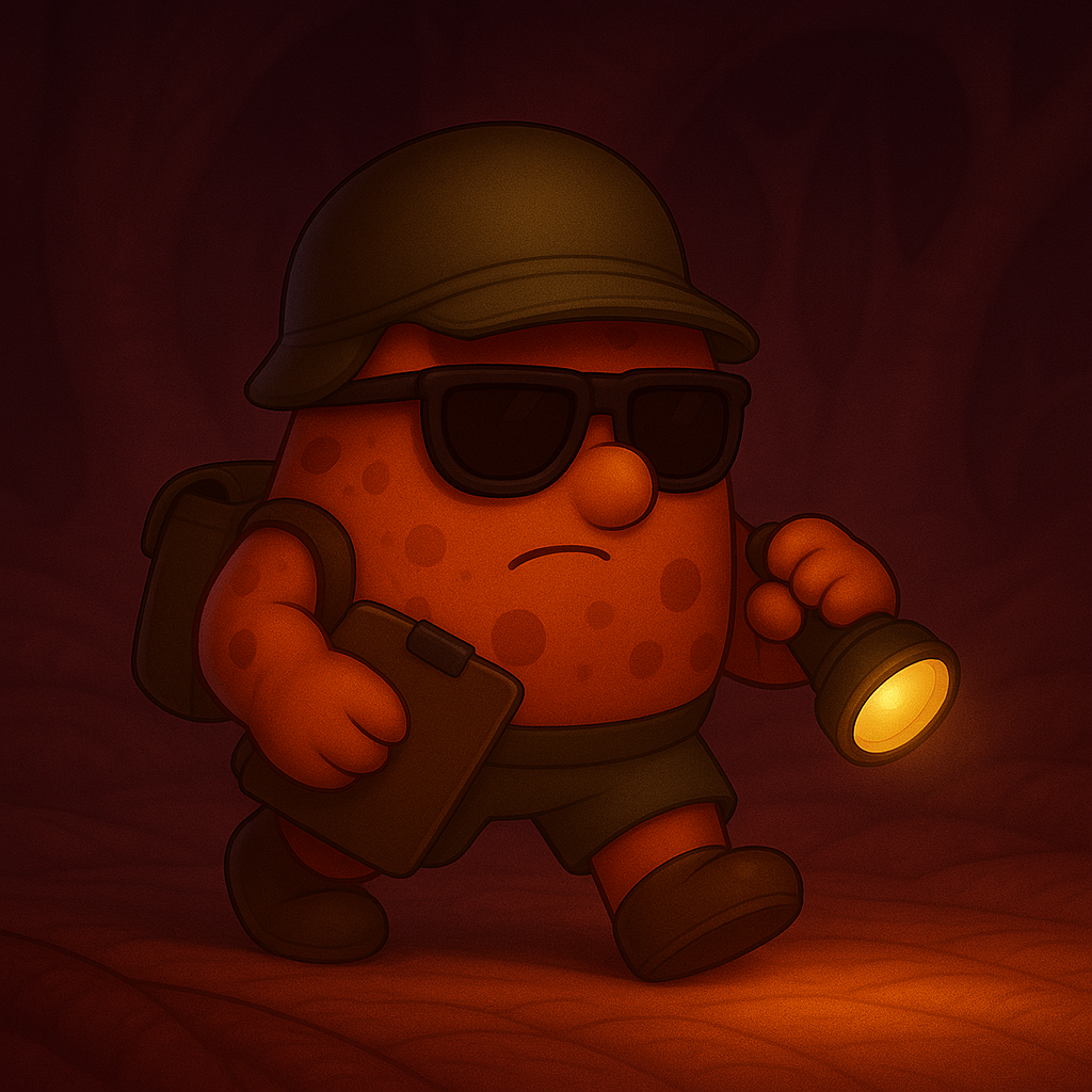 Un personaje de dibujos animados lleva un casco y gafas de sol y sostiene una linterna.
