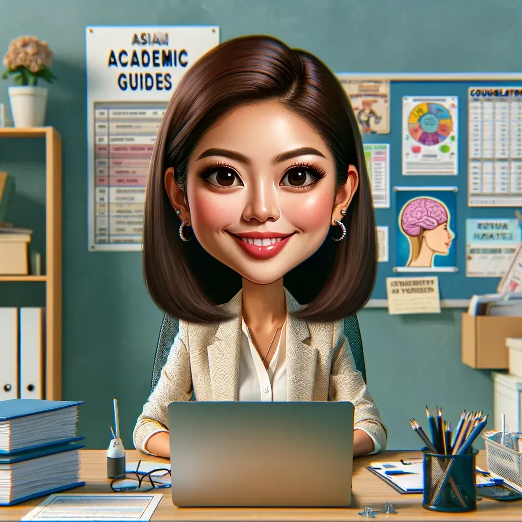 A woman is sitting at a desk in front of a computer in a classroom.
