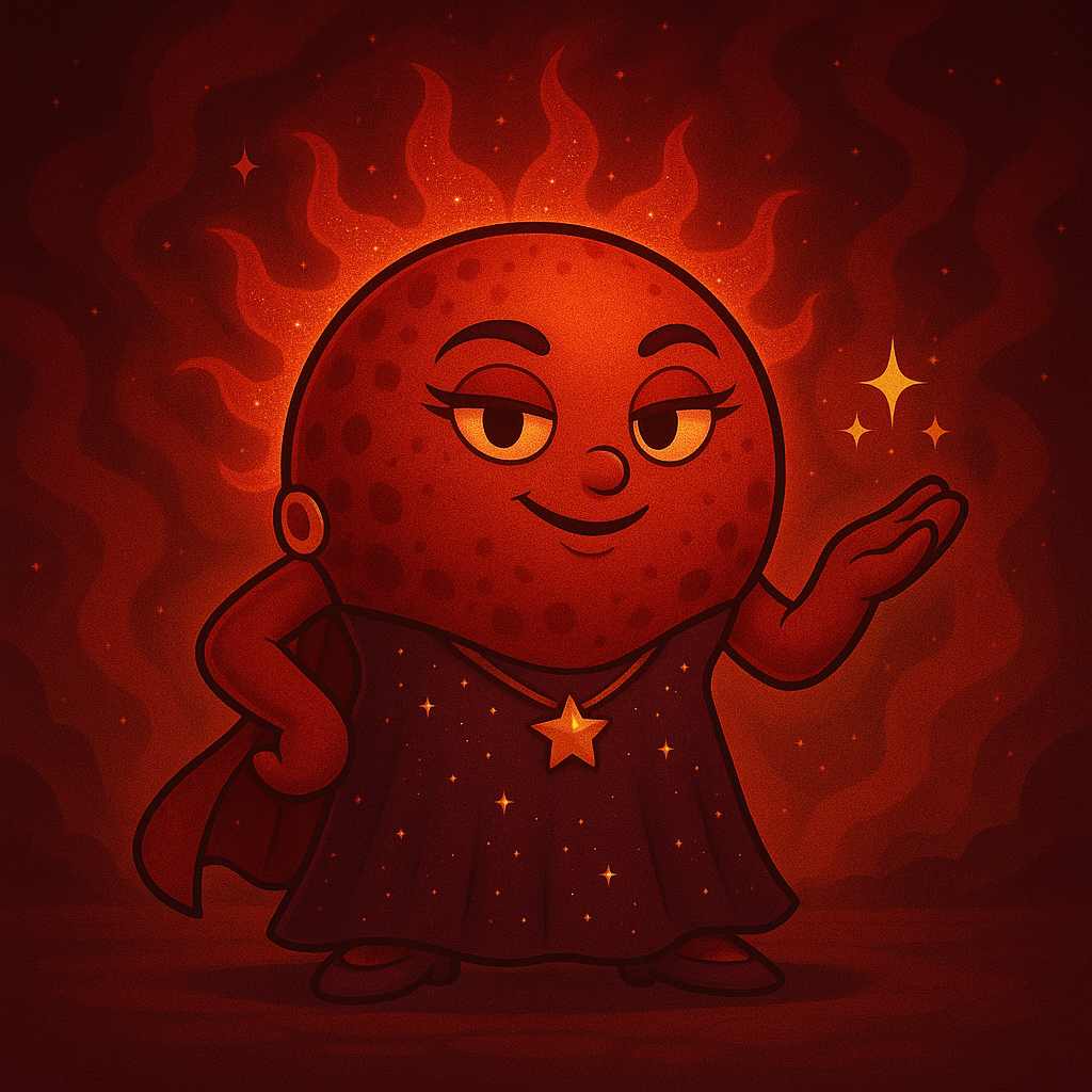 Un personaje de dibujos animados que lleva gafas de sol y sostiene un abanico.