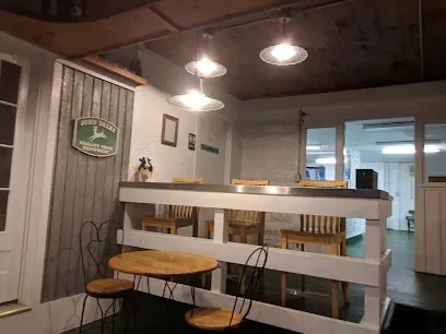 Interior seating area at Shaw’s Ridge Farm Ice Cream with rustic decor