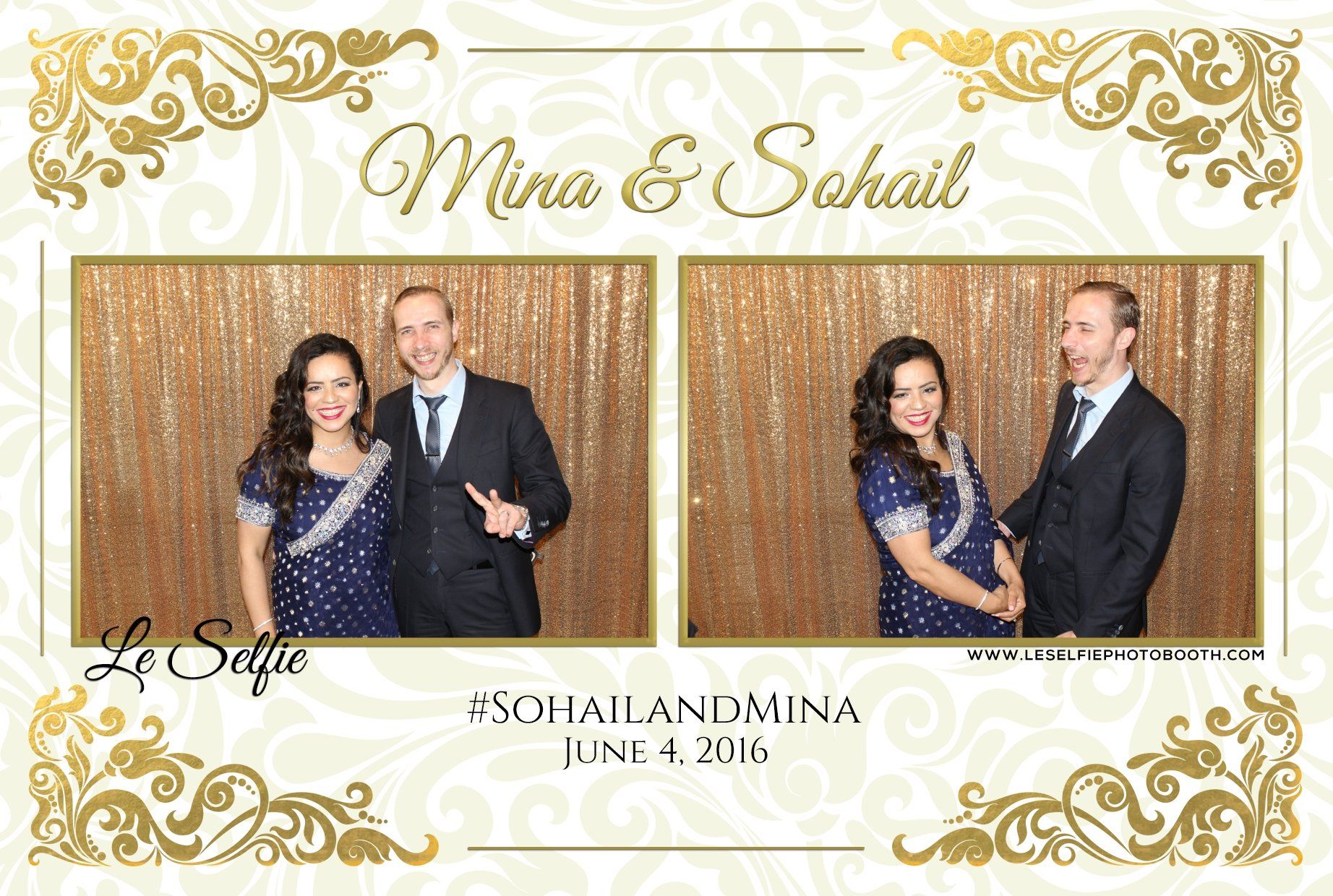 A man and a woman are posing for a picture in a photo booth.