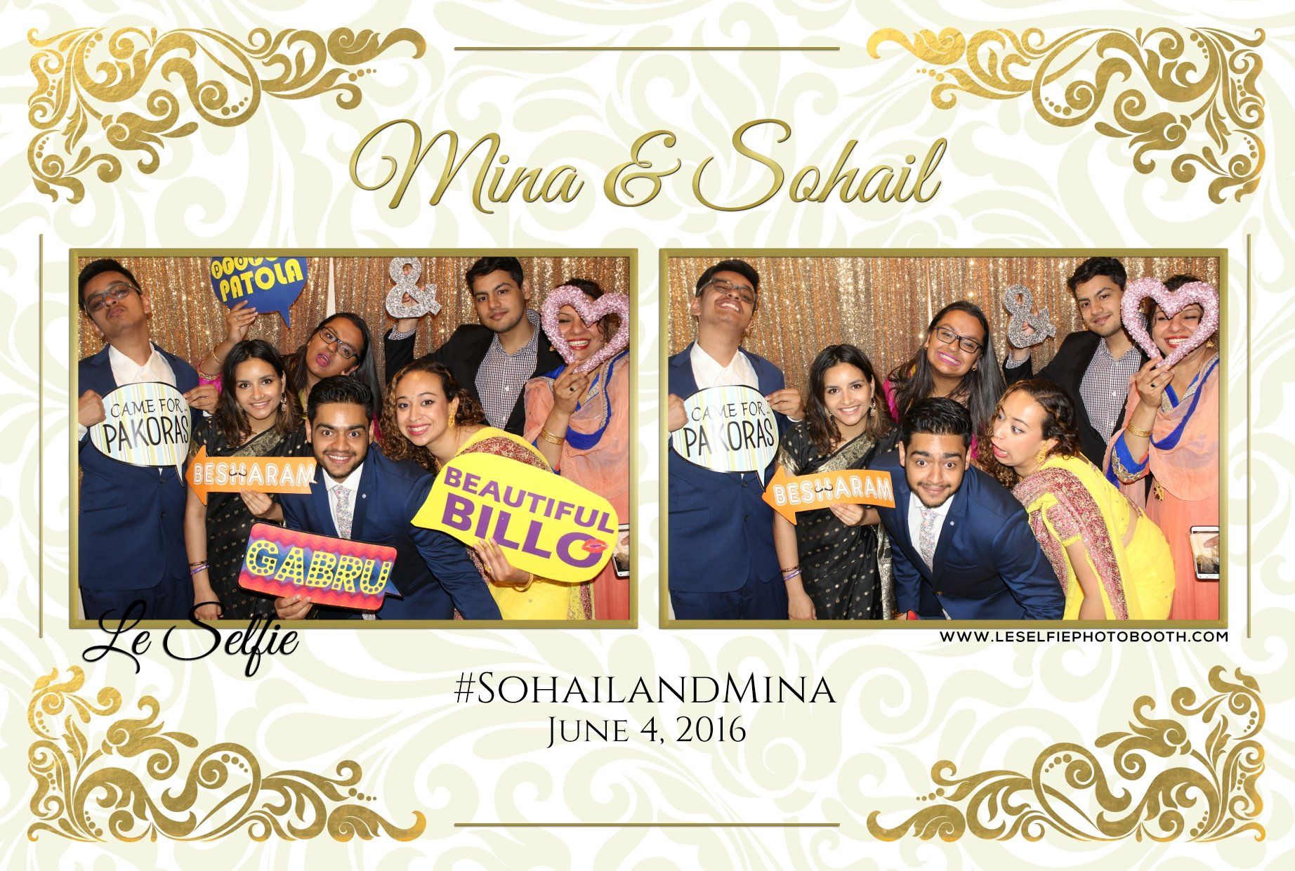 A group of people are posing for a picture in a photo booth.