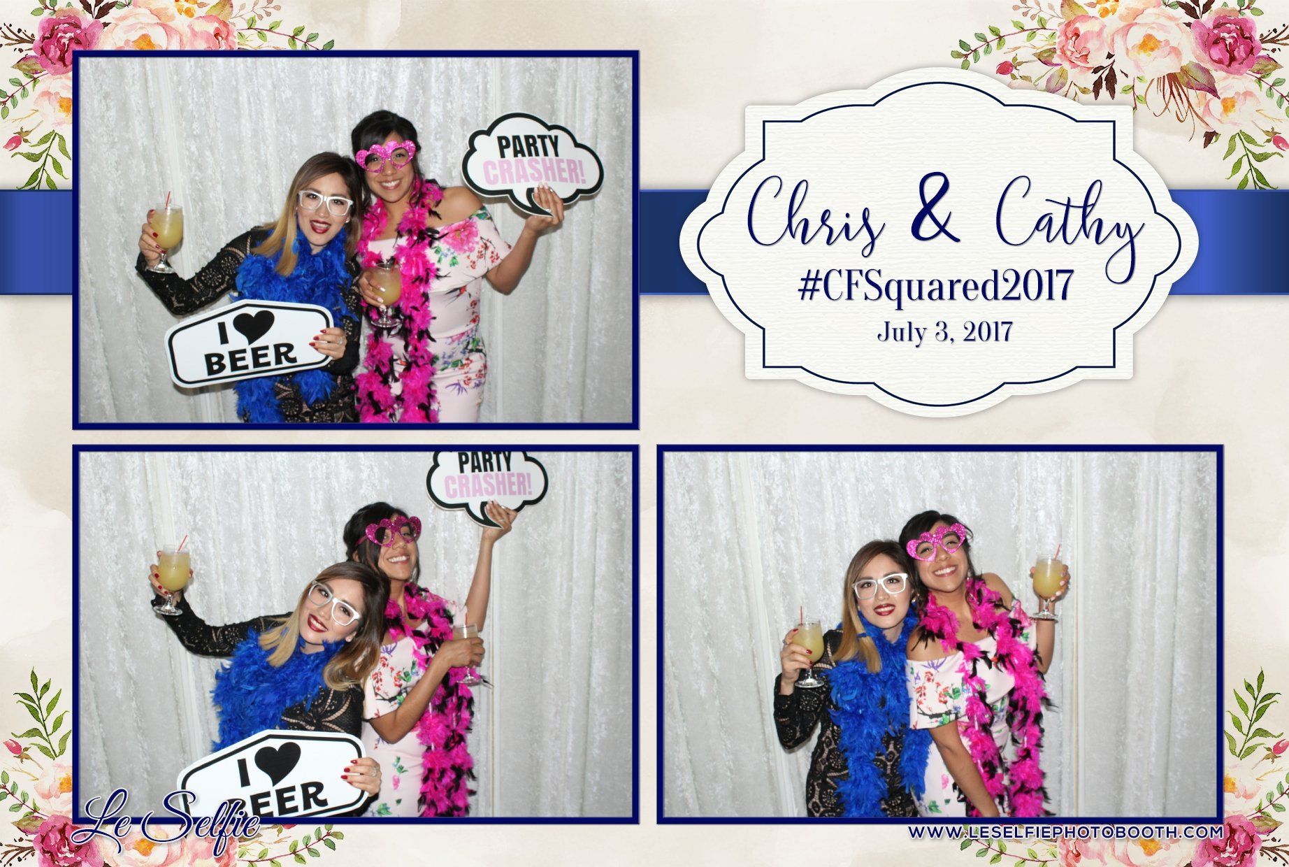 A couple of women are posing for a picture in a photo booth.