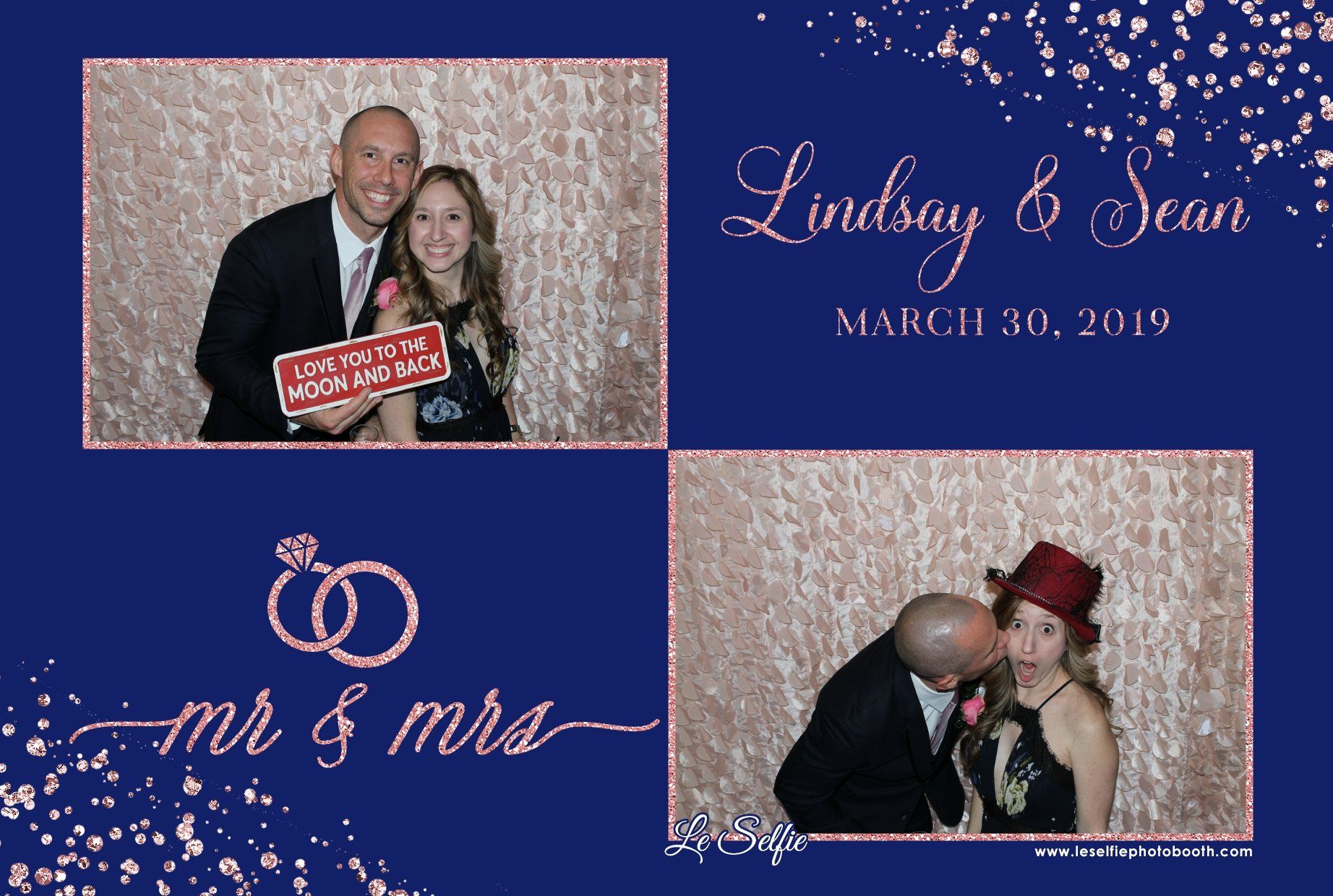 A man and a woman are posing for a picture in a photo booth.
