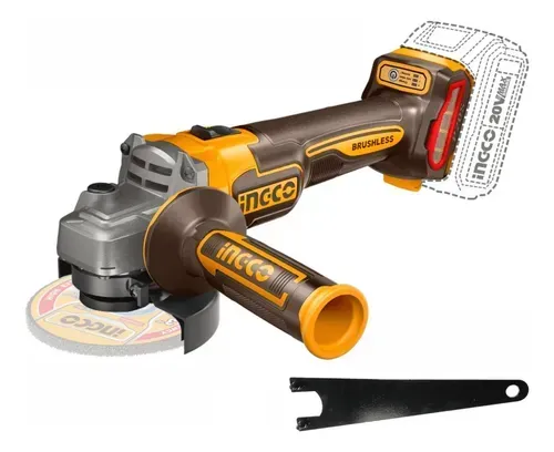 Amoladora angular 20v Brushless con 1 bateria de 4Ah y cargador INGCO