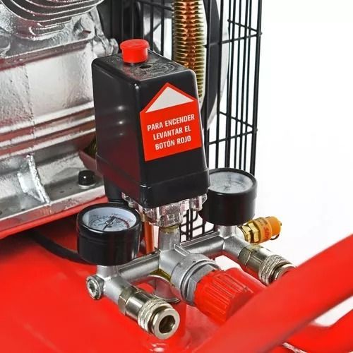 Compresor De Aire  100 Litros  A Correa Bicilindrico Omaha 3hp Color Rojo Fase eléctrica Monofásica