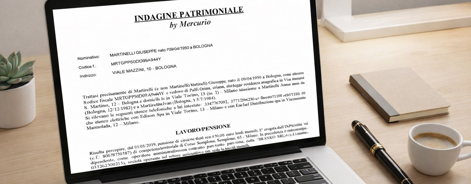 esempio al pc di una indagine patrimoniale by mercurio