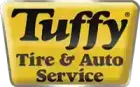 Logo for Tuffy Tire & Auto Service, black and yellow colors.