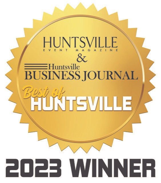 A gold seal that says huntsville business journal best of huntsville