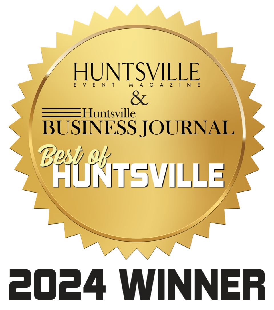 A gold seal that says best of huntsville 2024 winner