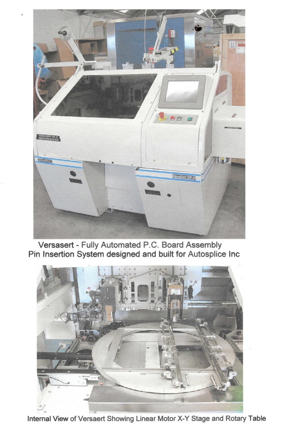 Close-up of a machine processing transparent plastic tubes. Orange machinery, metal parts, and wires are visible.