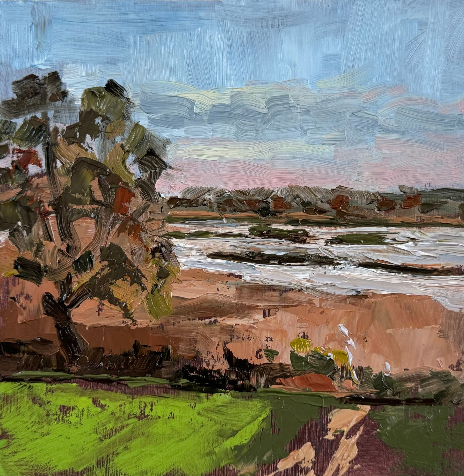 Mid Winter Alde, Iken, 14.5 x 14.5cm, framed