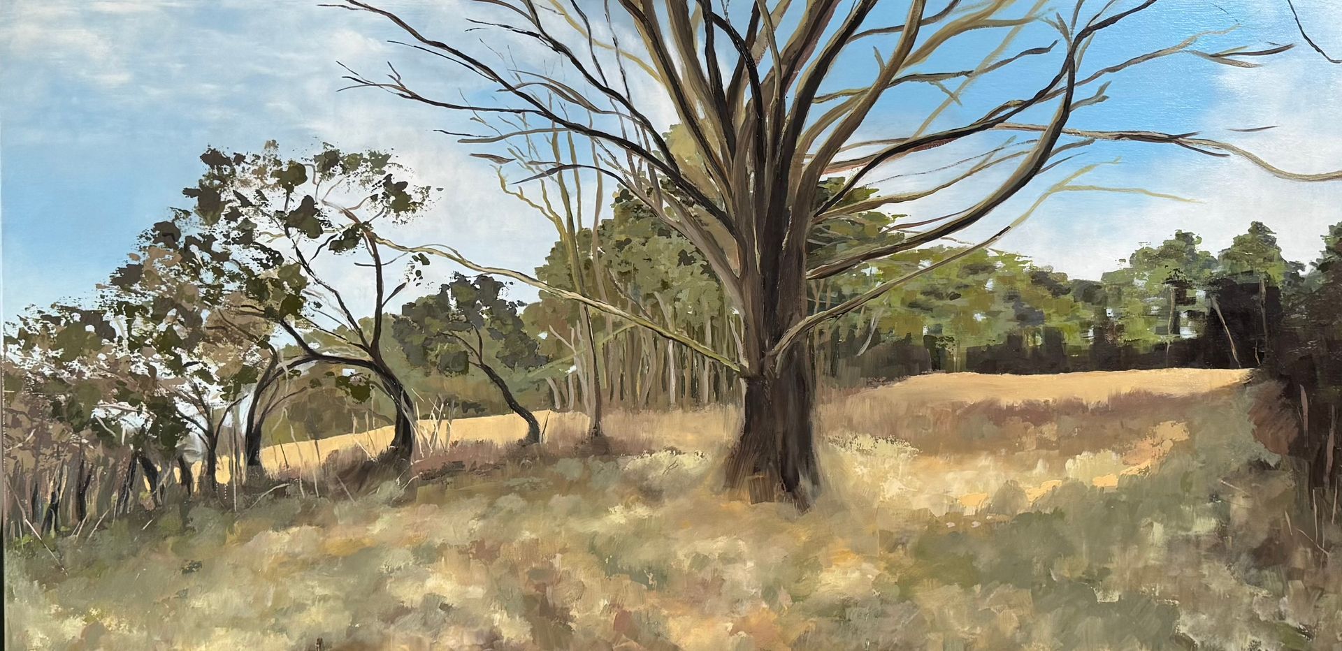 Tunstall Forest, February, oil on canvas, 100 x 50cm